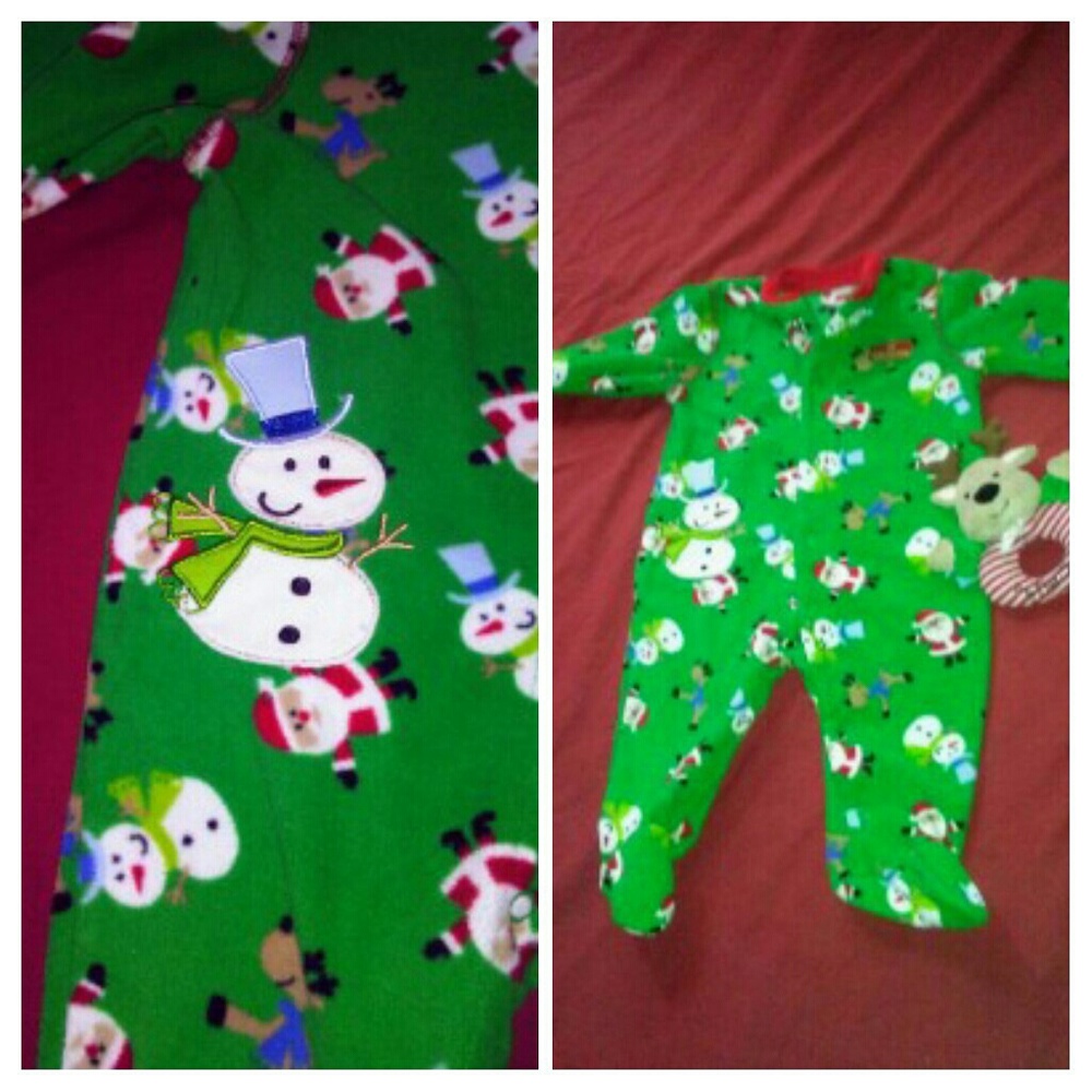 Baby's 1st Xmas fleece snowman pajamas